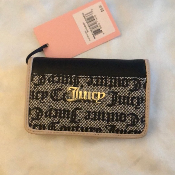 Juicy Couture Black Beige Spring Fling Slim Elongated Bifold Wallet NWT - Picture 2 of 14